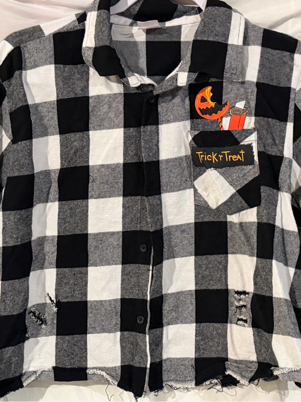 Black & White Buffalo Plaid Button-Down Shirt